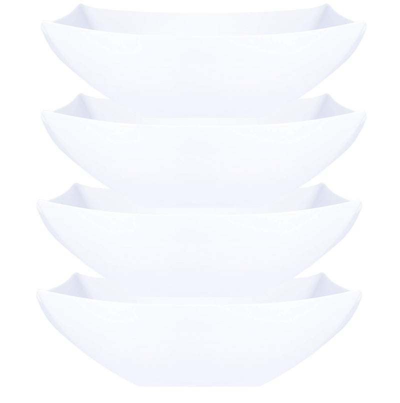 PLASTICPRO Disposable 128 ounce Square Serving Bowls, Party Snack or Salad Bowl, Extra Large Plastic Elegant White Pack of 4 - Image 1